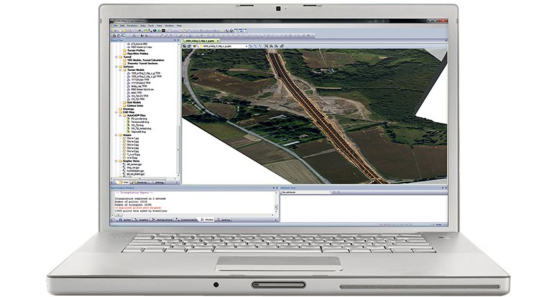 PC avec le logiciel Leica iCON office fonctionnant à l’écran.